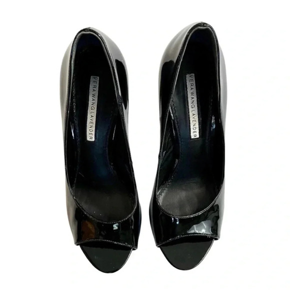 Vera Wang Lavender Open Toe Leather Heel Pumps - Picture 4 of 8